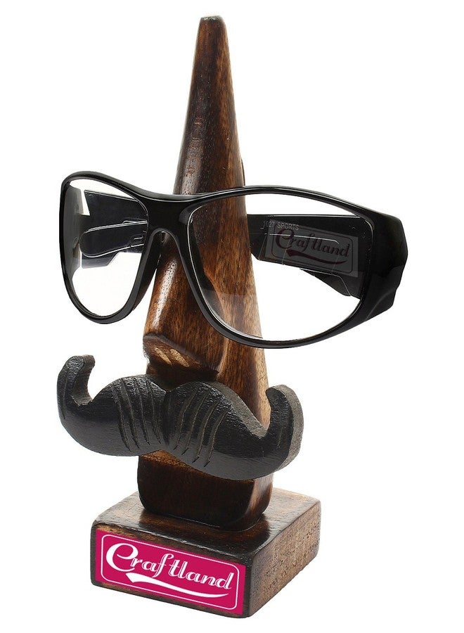 Craftland Handmade Antique Wooden Nose Shaped Spectacle Specs Eyeglass Holder Stand with Moustache (Antique). - Image 2